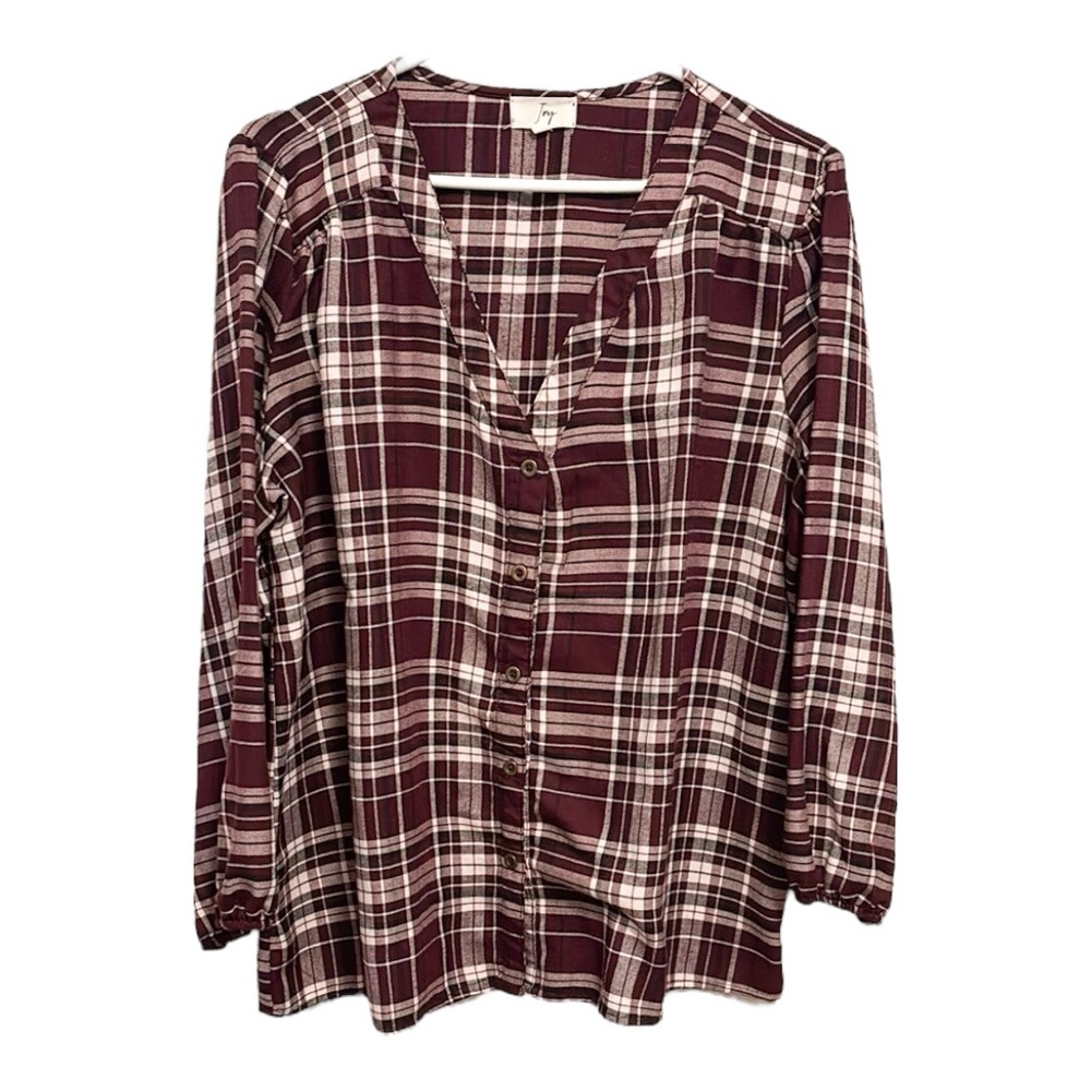 Ivy Burgundy V-Neck Plaid Top
